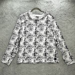 Phat Farm Women's Large Black White Hooded Pullover Long Sleeves Y2K Casual